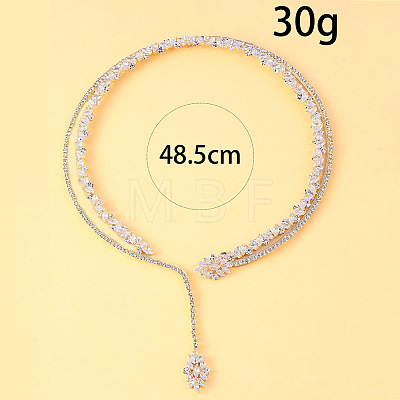 Brass Pave Clear Cubic Zirconia and Crystal Rhinestone Flower Pendant Choker Necklaces for Women WG748D8-01-1