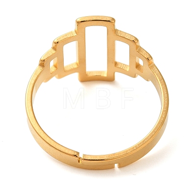 Hollow Rectangle 304 Stainless Steel Adjustable Rings for Women RJEW-N048-01G-1