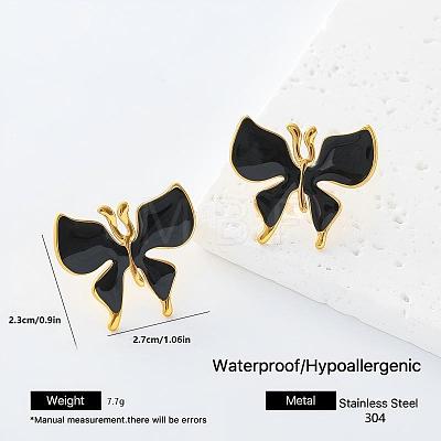 304 Stainless Steel Enamel Stud Earrings for Women VU1014-1-1