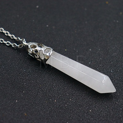 Natural Quartz Crystal Faceted Bullet Point Pendant Necklaces FS-WG32EE9-04-1