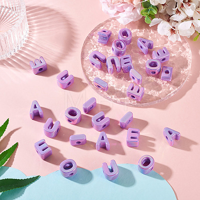 50Pcs 5 Styles UV Plating Opaque Acrylic Beads PACR-TA0001-31G-1