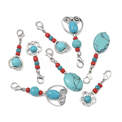 16Pcs 4 Styles Synthetic Turquoise Pendant Decorations HJEW-JM04856-1
