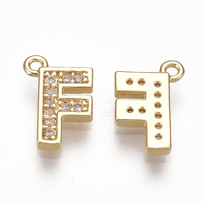 Brass Cubic Zirconia Charms KK-S348-330F-1