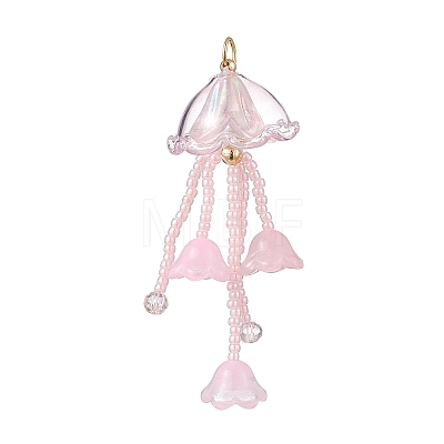 Glass Seed Beaded Jellyfish Big Pendants PALLOY-MZ01166-03-1