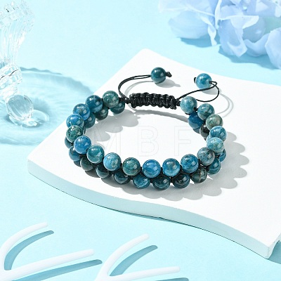 Natural Apatite Braided Bead Bracelet BJEW-SW00001-09-1