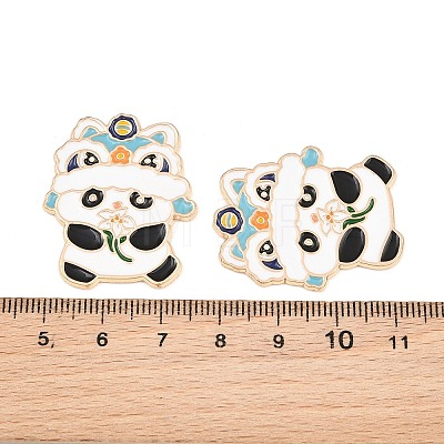 Chinese Lion Dance Panda Alloy Enamel Cabochons AL-CBA1A6F-03KCG-A-1