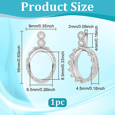 1Pc 925 Sterling Silver Rhinestone Pendant Cabochon Settings STER-BC0003-64B-1