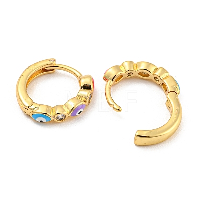 Evil Eye Real 18K Gold Plated Brass Hoop Earrings EJEW-L269-076G-1