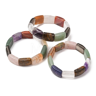 Rectangle Natural Mixed Stone Beaded Stretch Bracelets for Women Men GG-CBA9ACE-C12-1