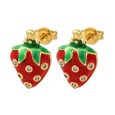 Brass Micro Pave Cubic Zirconia Stud Earrings EJEW-D322-05G-01-1