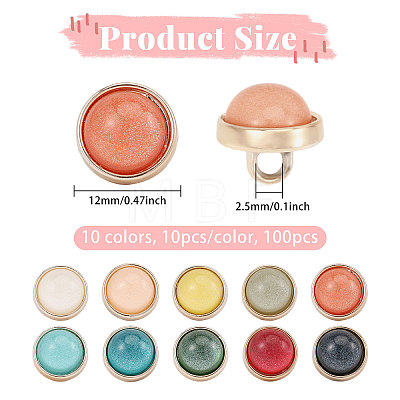 100Pcs 10 Colors 1-Hole ABS Plastic Shank Buttons BUTT-WH0020-102-1