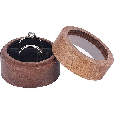 Walnut Wooden Engagement Ring Boxes CON-WH0072-88-1