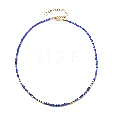 Bohemian Style Natural Lapis Lazuli Beaded Necklaces NJEW-JN04658-04-1