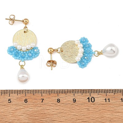 Brass Glass Seed Bead Chandelier Earrings EJEW-MZ00762-01-1