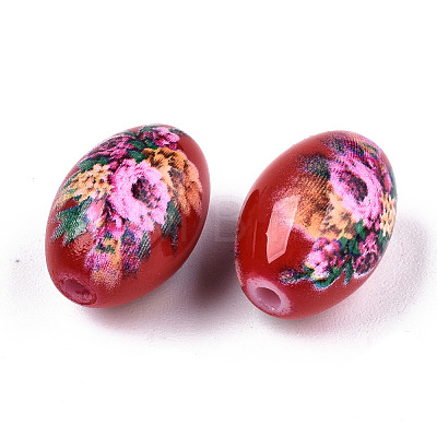 Printed & Spray Painted Opaque Glass Beads GLAA-S047-07B-D01-1