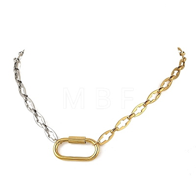 Duo Tone 304 Stainless Steel Hollow Cross Link Chain Necklaces for Women NJEW-JN06650-1