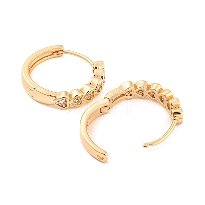Brass with Cubic Zirconia Hoop Earrings EJEW-G363-10KCG-1