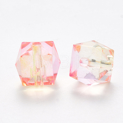 Two Tone Transparent Spray Painted Acrylic Beads X-ACRP-T005-26O-1