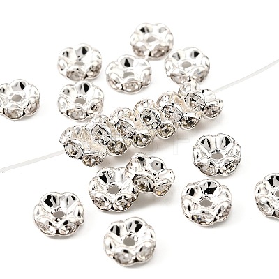 Brass Rhinestone Spacer Beads RB-A014-L8mm-01S-NF-1