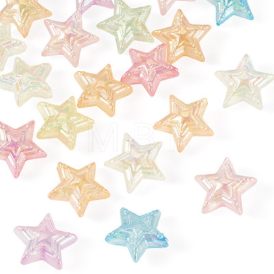 20Pcs UV Plating Transparent Acrylic Beads MACR-TA0002-79-1