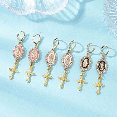 Alloy Enamel Hoop Earrings EJEW-JE06921-1