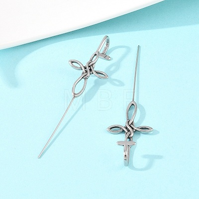 Viking Knot 316 Stainless Steel Ear Wrap Crawler Hook Earrings AJEW-C044-19AS-1