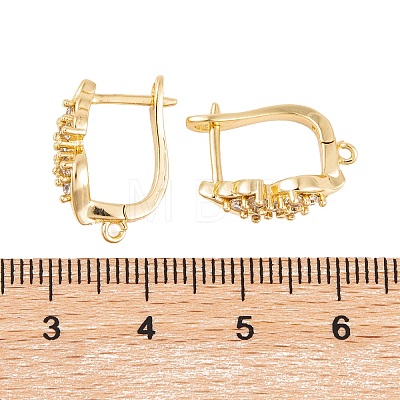 Rack Plating Brass Cubic Zirconia Hoop Earring Findings KK-S374-04G-01-1