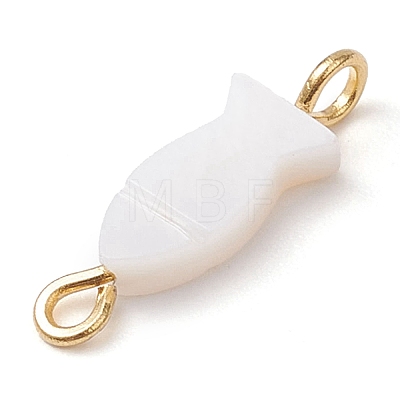 Natural Freshwater Shell Fish Links Connector Charms PALLOY-JF02821-1