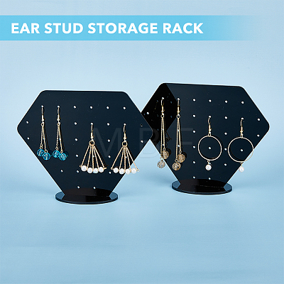 Diamond Shape Opaque Acrylic Earring Display Stands EDIS-WH0031-09A-1