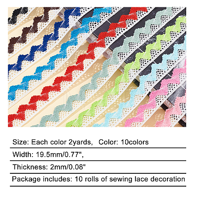 ARRICRAFT 10 Colors Cotton Lace Ribbon Edge Trimmings OCOR-AR0001-37-1