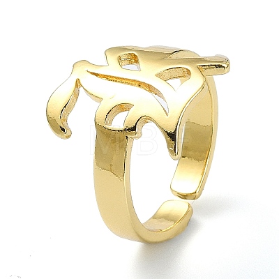 Brass Open Cuff Ring RJEW-B051-44G-1