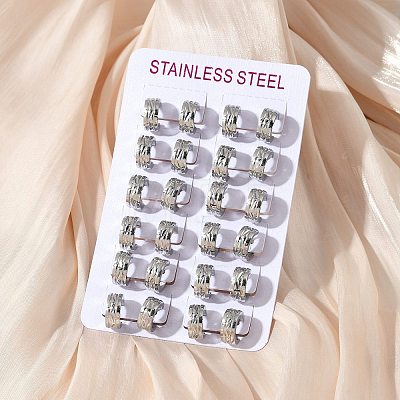 304 Stainless Steel Polishing Effect Hoop Earrings EJEW-M001-37P-1