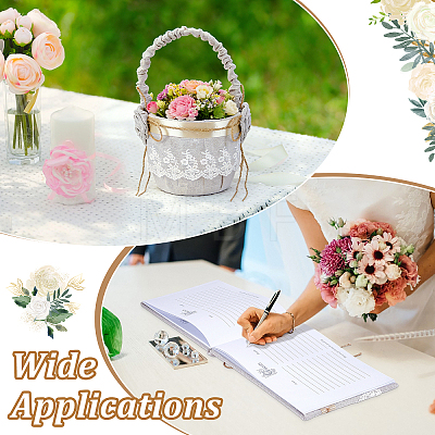 1Pc Square Linen Lace Wedding Ring Display Pillow with Flower AJEW-WA0004-22-1
