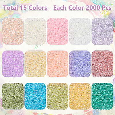 ARRICRAFT 150g 15 Colors Imitation Jade Glass Round Seed Beads GLAA-AR0001-62-1