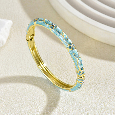 Zinc Alloy Enamel Flower Hinged Cuff Bangles for Women UK8681-4-1