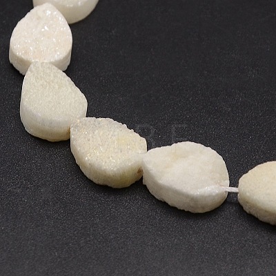 Natural Electroplate Teardrop Druzy Quartz Crystal Beads Strands G-F147-03-1