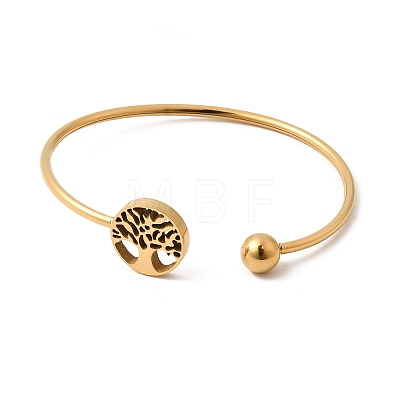304 Stainless Steel Cuff Bangles for Women BJEW-D436-02G-1