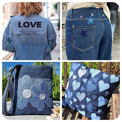 4Pcs 4 Colors Denim Cloth Iron on Sew on Patches SENE-TA0001-04-1