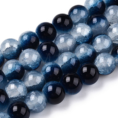 Crackle Baking Painted Imitation Jade Glass Beads Strands DGLA-T003-6mm-15-1