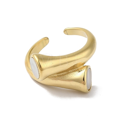 Shell Open Cuff Ring for Women RJEW-C091-03G-01-1