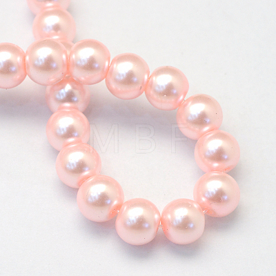 Baking Painted Pearlized Glass Pearl Round Bead Strands HY-Q330-8mm-70-1