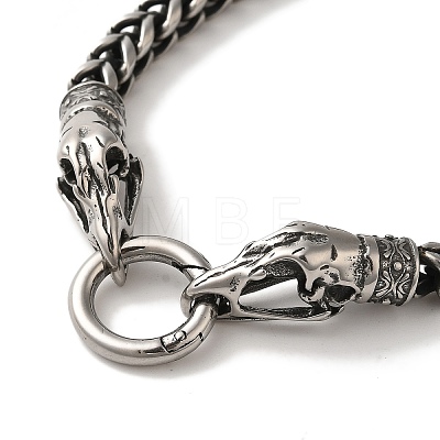 316 Surgical Stainless Steel Wheat Chain Viking Raven Skull Bracelets BJEW-Q349-05AS-01-1