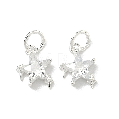 925 Sterling Silver Pave Clear Cubic Zirconia Star Charms STER-H119-03S-1