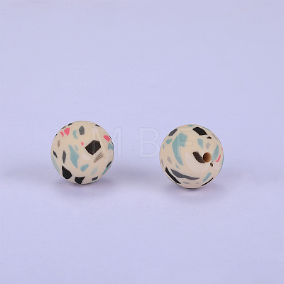 Printed Round Silicone Focal Beads SI-JX0056A-20-1