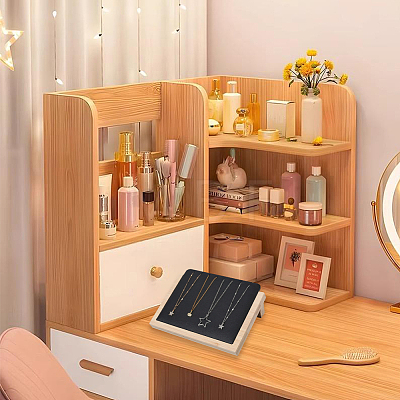 Wooden Slant Back Necklace Organizer Jewelry Display Stands AJEW-WH20033-046B-1