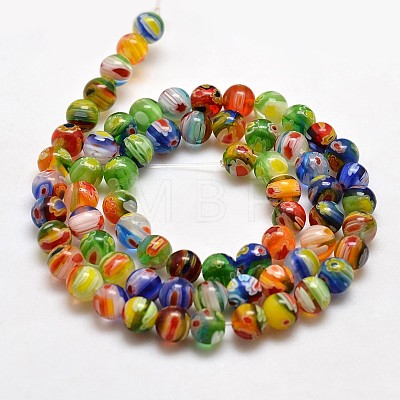 Round Millefiori Glass Beads Strands LK-P001-05-1