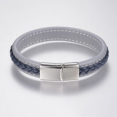 Braided Leather Cord Bracelets BJEW-H561-07B-1