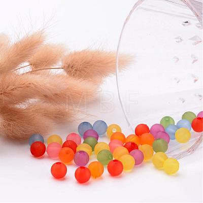 Mixed Color Frosted Round Shaped Transparent Acrylic Beads X-PL582M-1