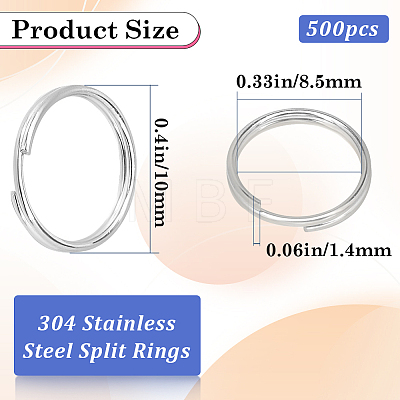 SOFPLATE 500Pcs 304 Stainless Steel Split Rings STAS-SP0001-66C-1