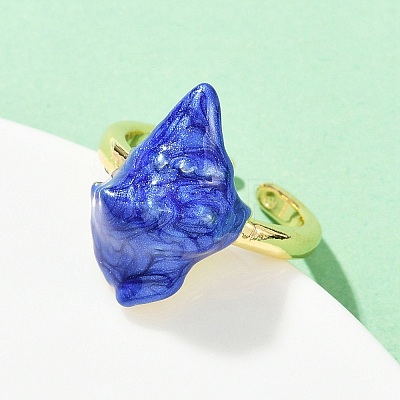 Brass Enamel Adjustable Cuff Rings for Women RJEW-G357-01C-1
